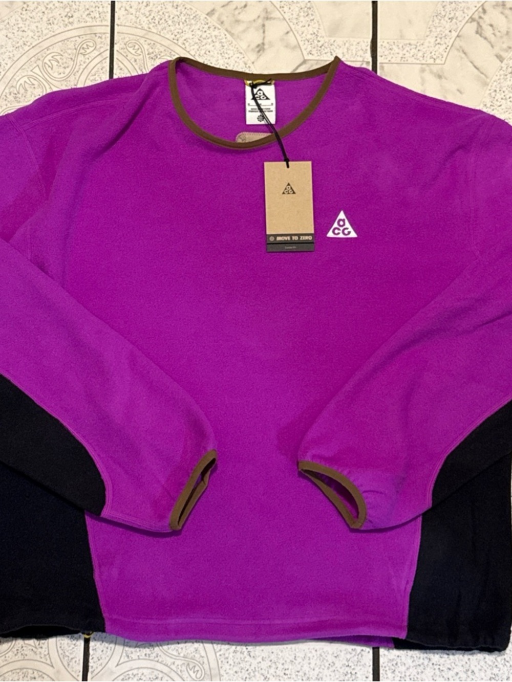 New Nike ACG Wolf Tree Fleece Crew Sweatshirt Purple Mens Size Medium HV1117-551